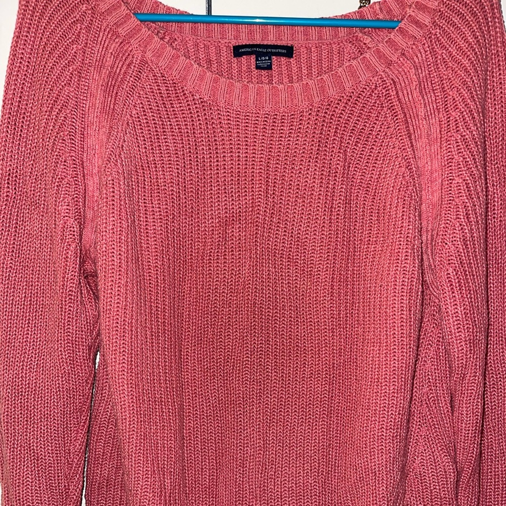 Pink AE crewneck knit sweater